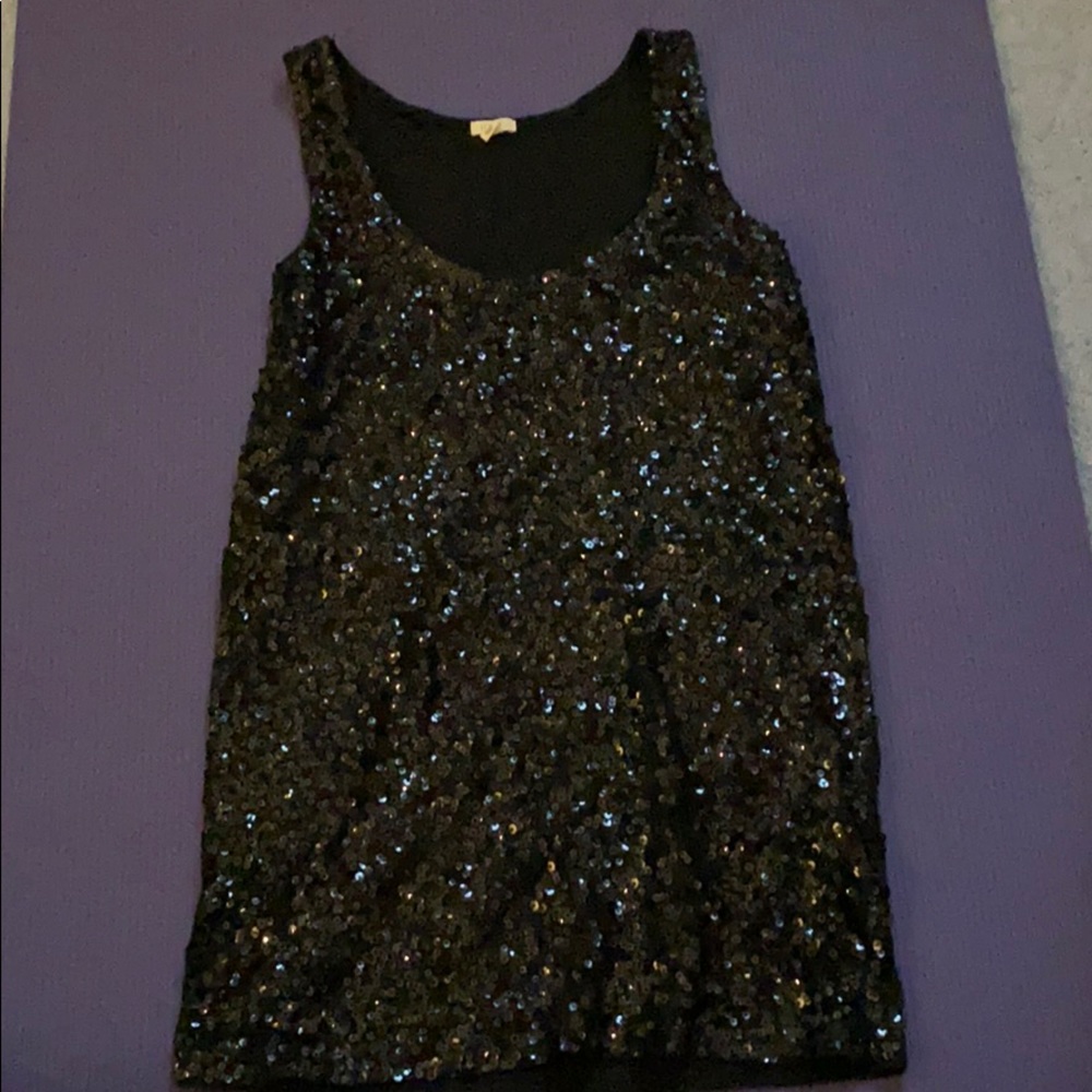 XXS J. Crew Black Sequined Top